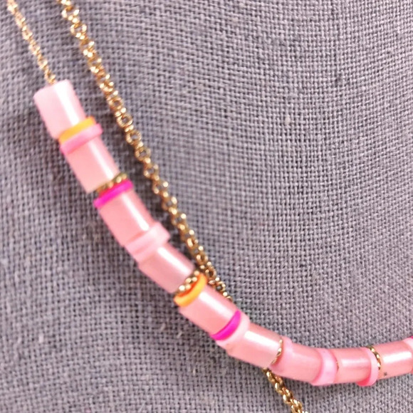 Delicate Necklace Set Pink Minimal Beachy Beaded Gold Tone Charm Coin 2 … - Picture 3 of 10